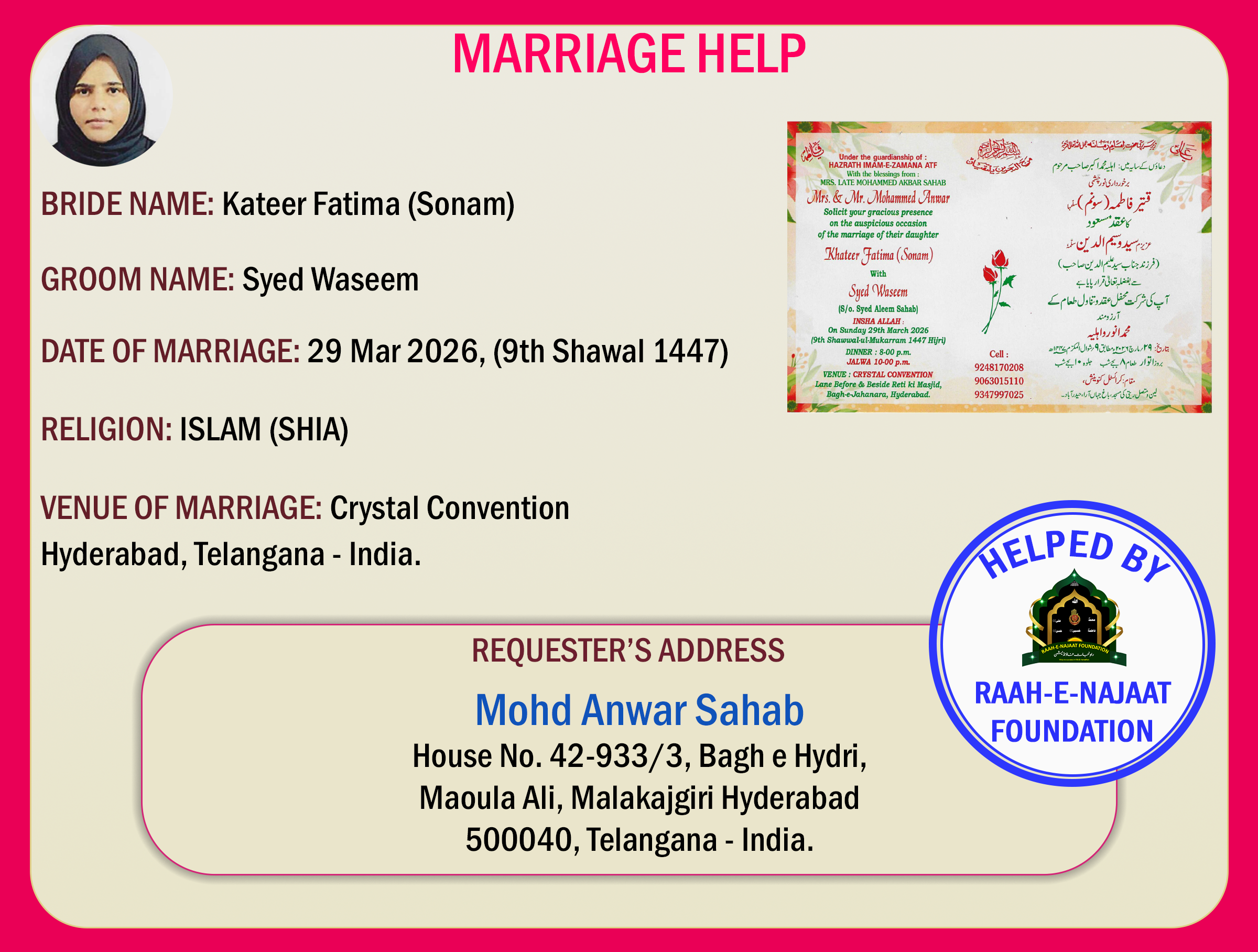 Raah-e-Najaat Foundation remains dedicated to its mission of 