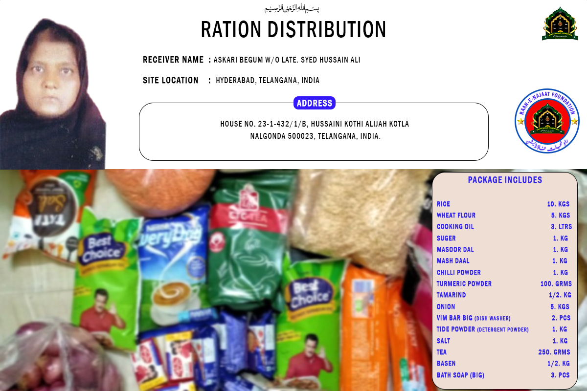 Raah-e-Najaat Foundation’s Support for Mrs. Askari Begum