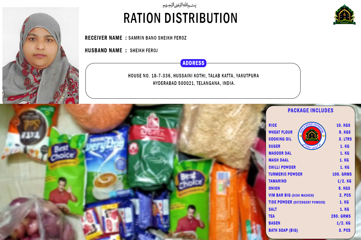 Raah-e-Najaat Foundation stepped forward to provide a comprehensive ration kit